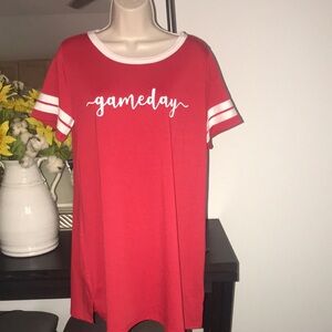 Red and White Boxy Short Sleeve T-Shirt